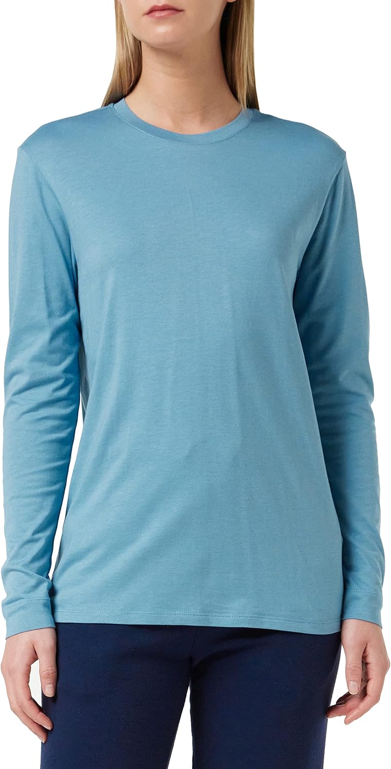 Marc O'Polo Damen W-Shirt Ls Crew-Neck Pyjamaoberteil S Blau, S Blau