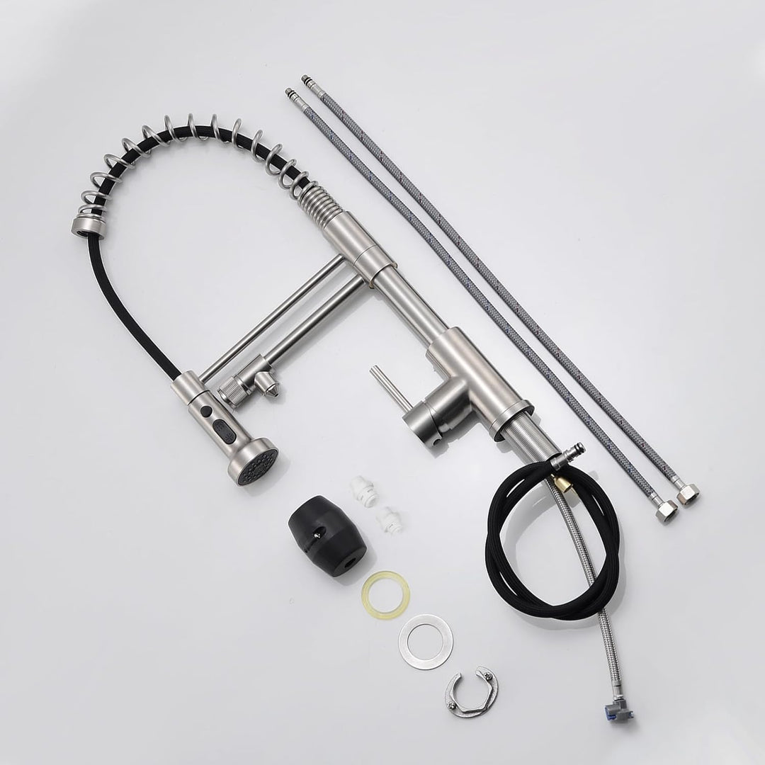 TIMACO 3 Wege Wasserhahn Küche Mit Ausziehbare Brause,Küchenarmatur-360° Drehbar,mit 3 in 1 Wasserha