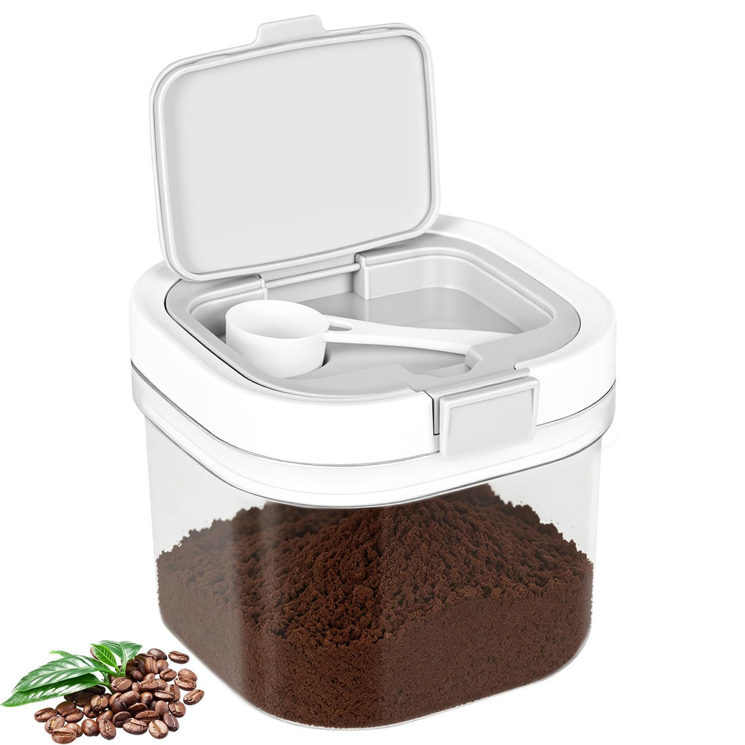 Kaffeedose 800ml, Kaffeebohnen Behälter mit luftdichten Deckel und Löffel, Kunststoff Lebensmittel L