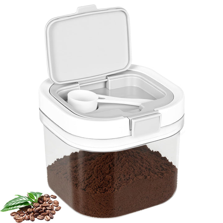 Kaffeedose 800ml, Kaffeebohnen Behälter mit luftdichten Deckel und Löffel, Kunststoff Lebensmittel L
