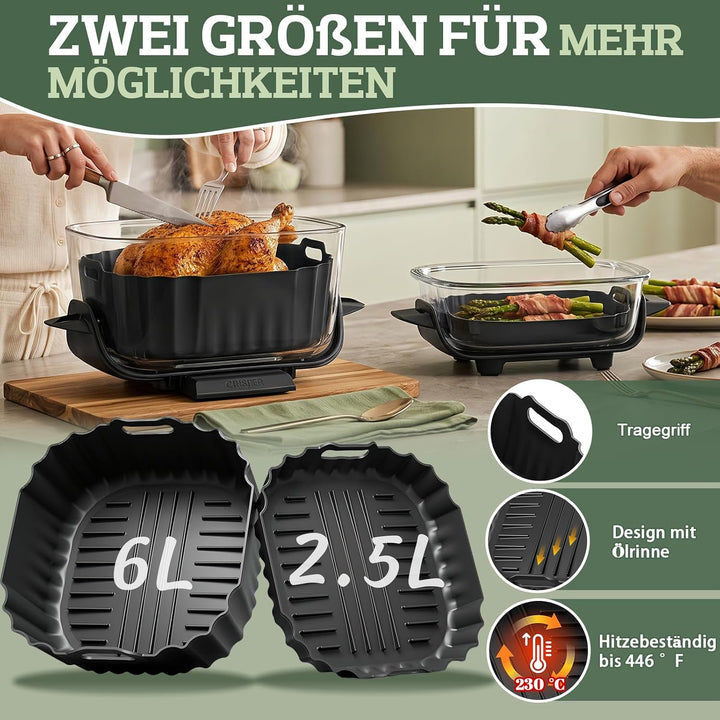 Airfryer Zubehör Set für Ninja CRISPi PRO XL Glas Heissluftfritteuse AS090EU