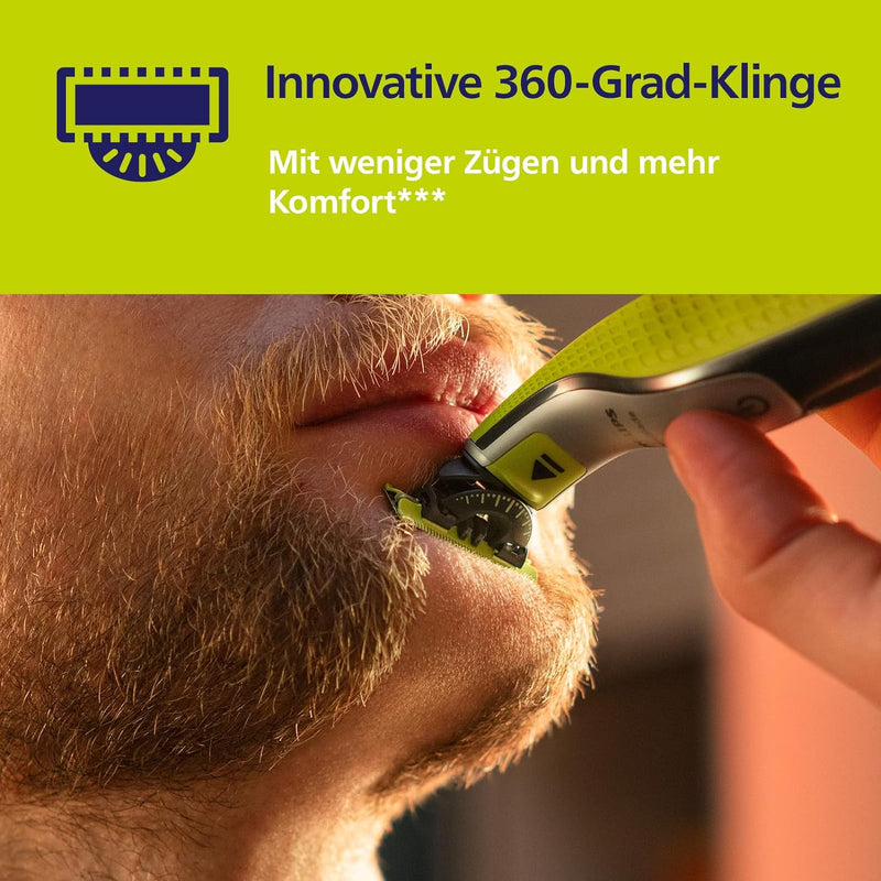 Philips OneBlade 360 Ersatzklinge für OneBlade Elektrorasierer und Langhaarschneider, mit einstellba