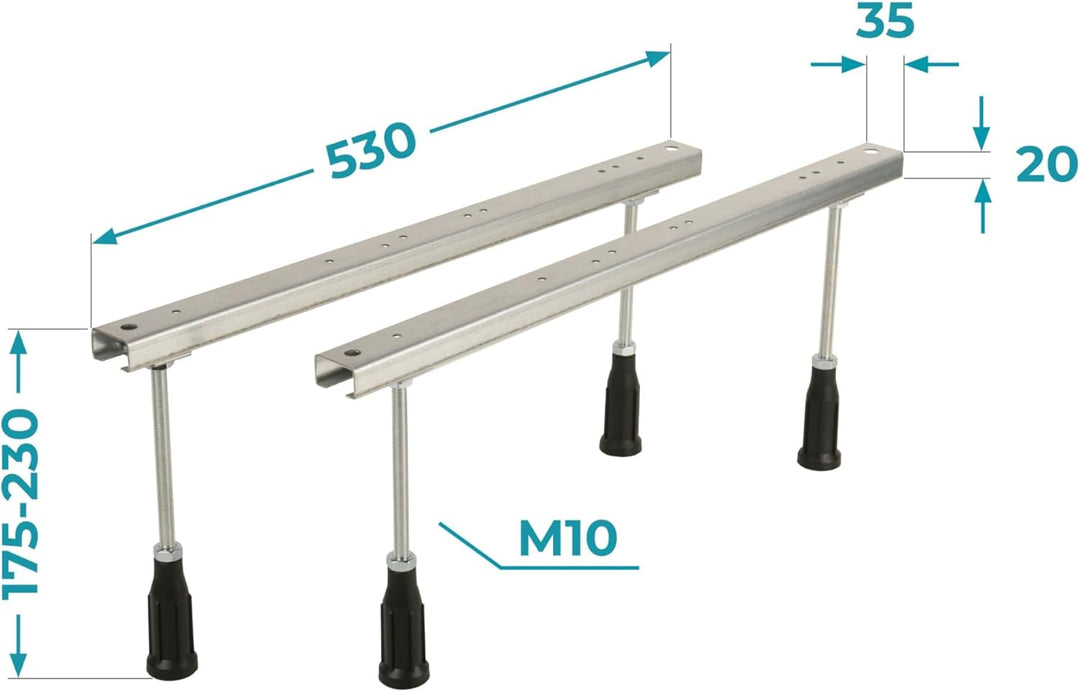 Calmwaters® Wannenfuss Universal für Acrylbadewannen, 4 höhenverstellbare Standfüsse aus verzinktem