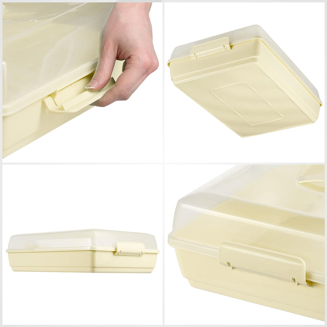 KADAX Kuchenbox mit Deckel, 43 x 30 x 12,5 cm, Kuchenbehälter aus Kunststoff, Transport-Box mit Grif