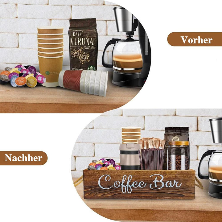 Kaffee-Station Veranstalter, Holz Kaffee-Bar Station mit Griff K Cup Veranstalter Kaffeepods-Halter