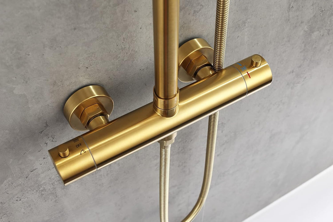 Duschsystem Komplettset aus Edelstahl | Duschsystem mit Thermostat & Regendusche | Duscharmatur mit