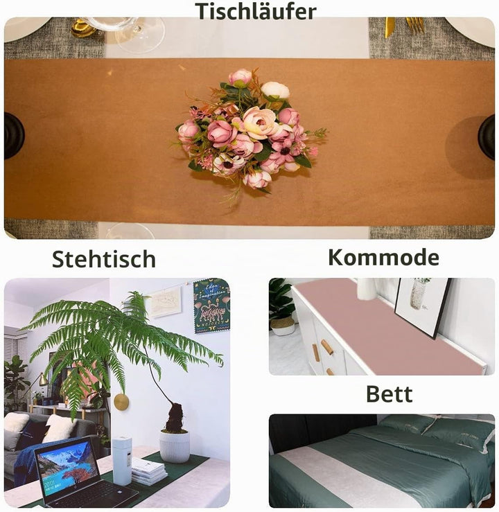 Dekoratives Tischläufer für Esstisch, Abwaschbar | Maschinenwaschbar, Doppelseitig zweifarbig, edle