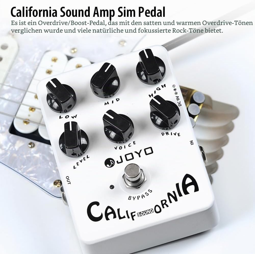 JOYO Overdrive Distortion Pedal Amp Simulator Rock-Töne von OD bis Dist für E-Gitarren-Effekt – Bypa