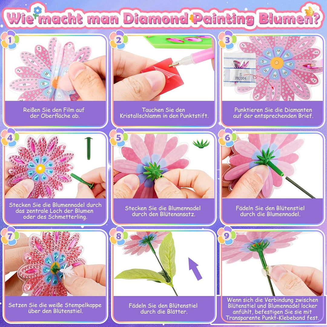Blumen Basteln Mädchen 8 6 7 9 10 Jahre: Geschenke für Mädchen 8-9-11-12 Jahren Mosaik Bastelset Kin