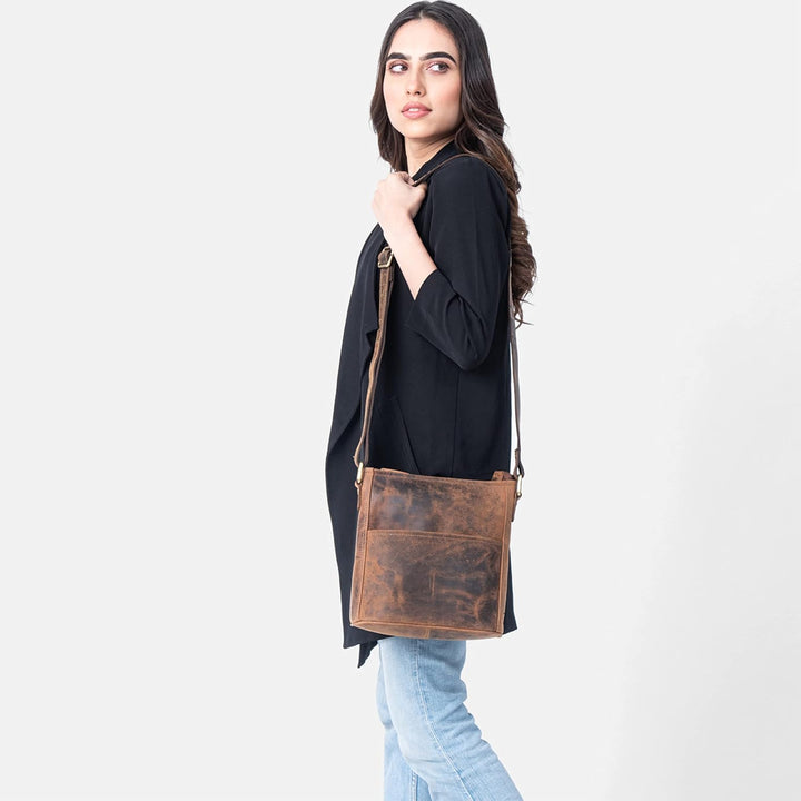 LEABAGS Leder Handtasche Damen I Premium Echtleder Umhängetasche I Schultertasche I Damentasche I Tr