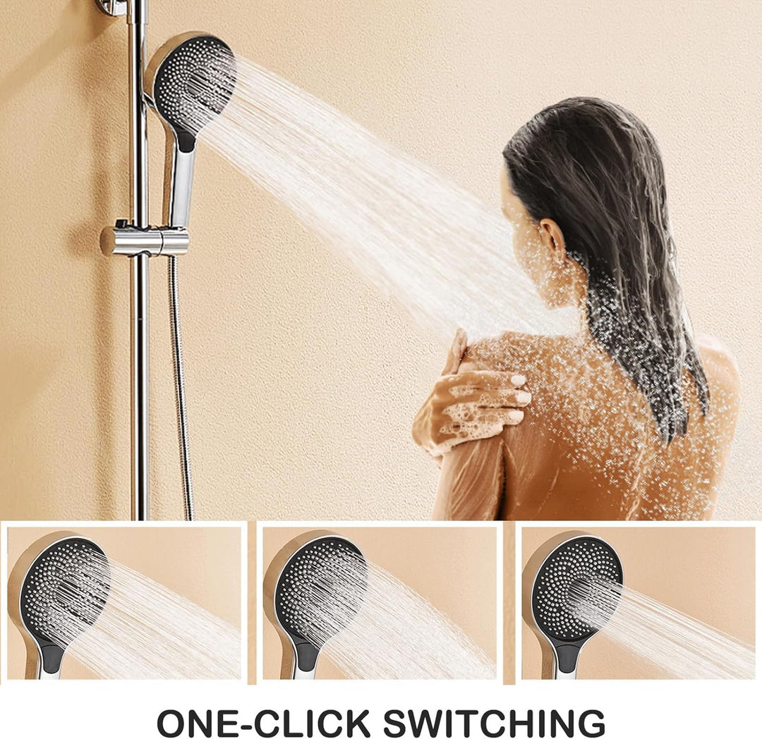 Duscharmatur Komplettset, Auralum Regendusche mit Armatur Höhenverstellbar 1-1,39m, Duschamaturenset