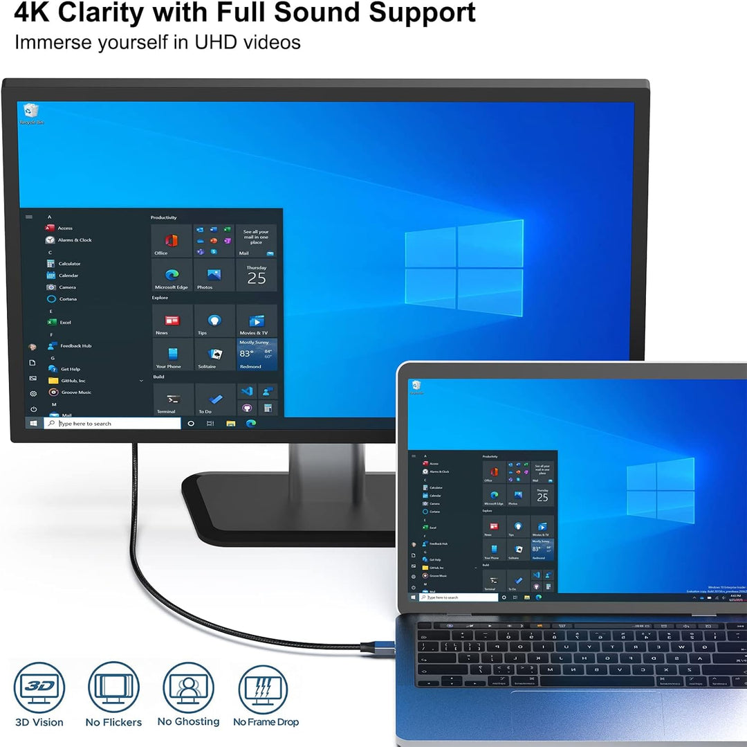 BENFEI USB C auf DisplayPort Kabel 1,8M(4K@144Hz/120Hz/60HZ,2K@240Hz/144Hz),2 Stück USB Typ C(Thunde