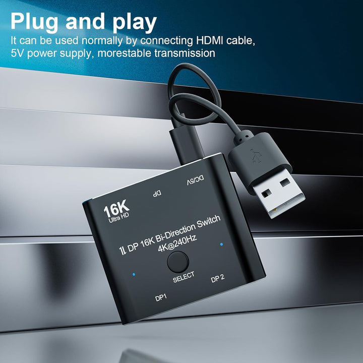 chenyang DisplayPort 16K Switch Splitter HUB 2 in 1 Out unterstützt bidirektionale Anzeige HDCP SST
