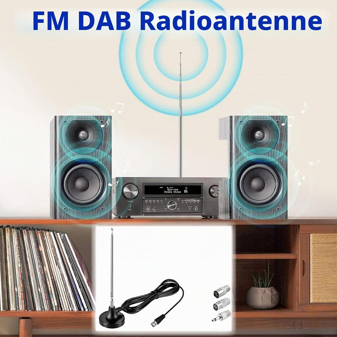 Dab Antenne, Fm Dipolantenne, Radio Antenne Mit 3m Verlängerungskabel, Digitale Teleskopantenne Für