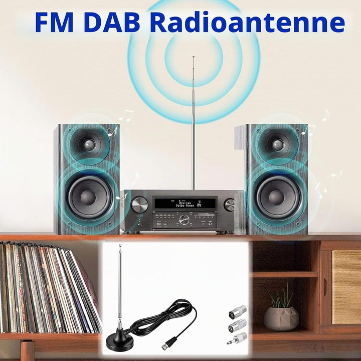 Dab Antenne, Fm Dipolantenne, Radio Antenne Mit 3m Verlängerungskabel, Digitale Teleskopantenne Für