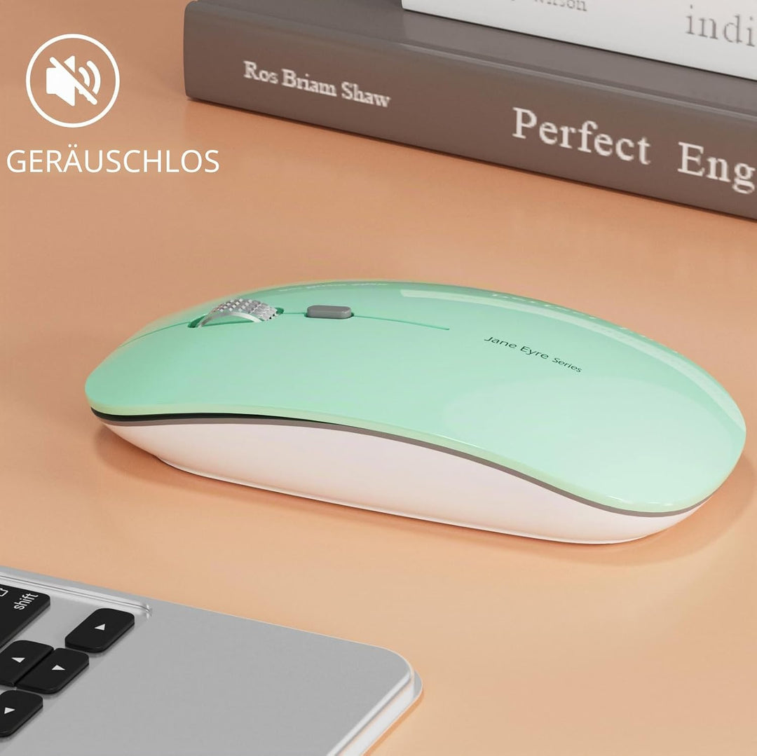 Uiosmuph Q5 Kabellos Maus, Wiederaufladbar Funkmaus 2.4G Leise Funkmaus Ultra Dünn Wireless Computer