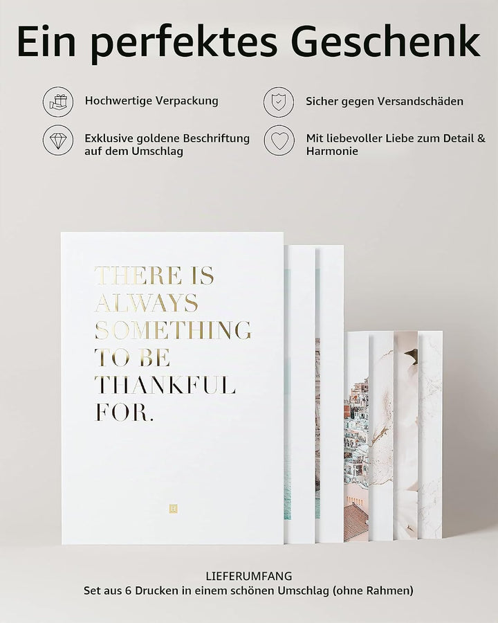 Heimlich® Premium Poster Set OHNE Bilderrahmen | 2 x DIN A3 &amp; 4 x DIN A4 - ca. 30x42 &amp; 21x30 | Stilv