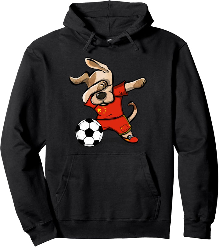 Dabbing Dog Hund China Fussball - Chinesische Nationalflagge Pullover Hoodie