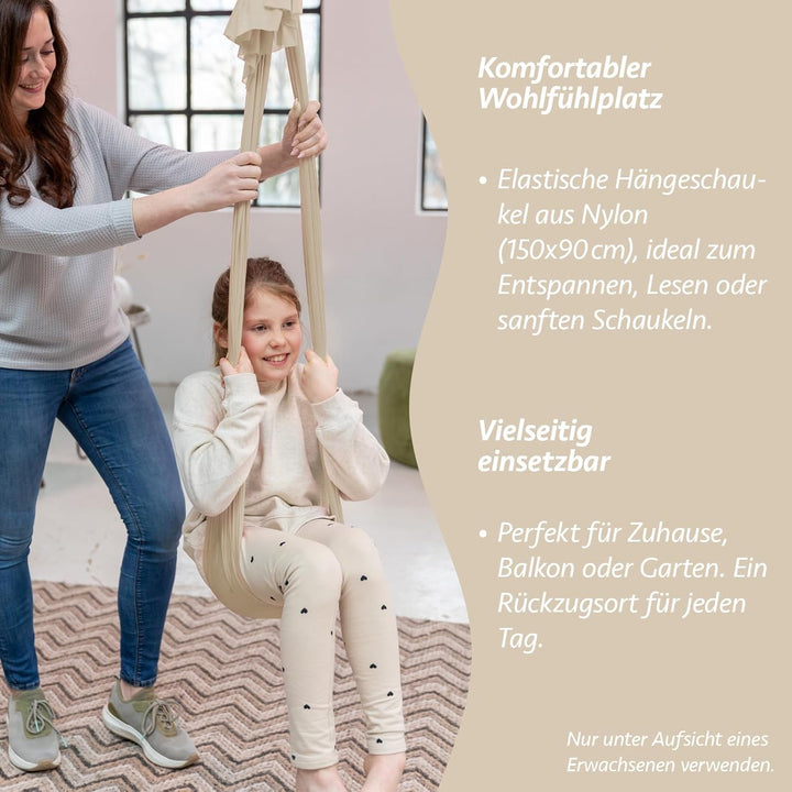 Hängeschaukel aus Nylon – 150x90cm – gemütliche Schaukel für Zuhause & Garten – bis 100kg – inkl. Mo
