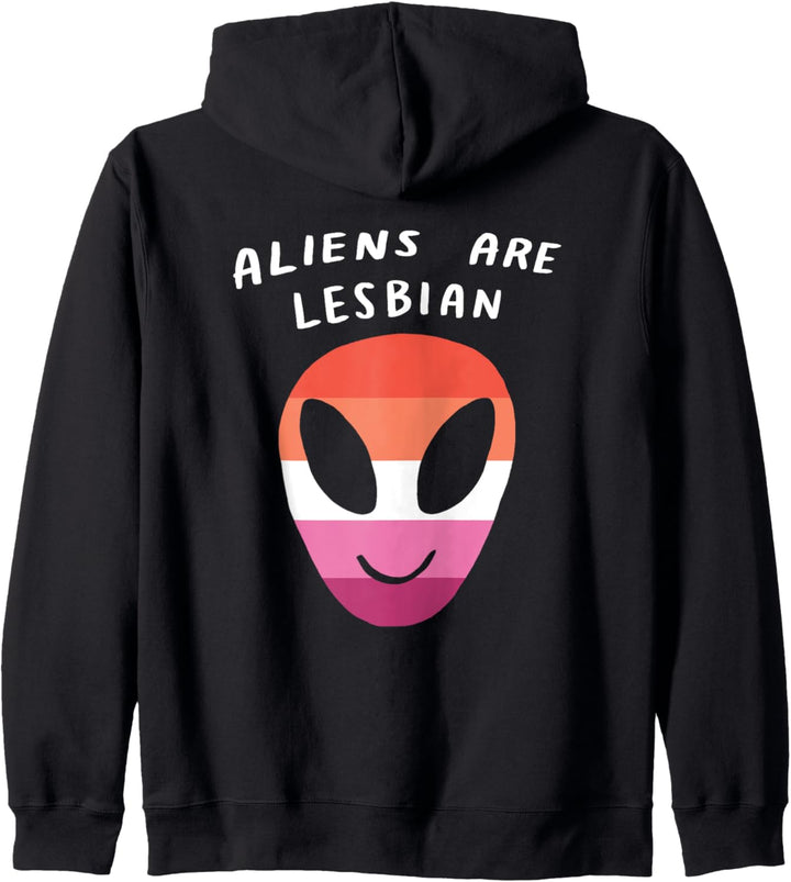 Aliens Are Lesbian Pink LGBTQ Aesthetic Pride Flag Space Kapuzenjacke