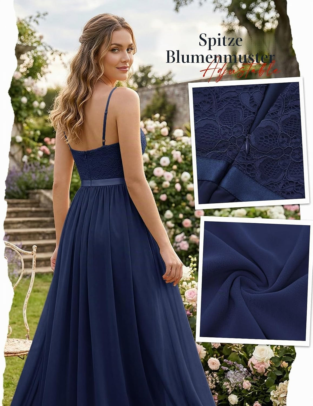 DRESSTELLS Damen Abendkleider Elegant für Hochzeit Brautjungfernkleider Lang Chiffon Brautjungfernkl
