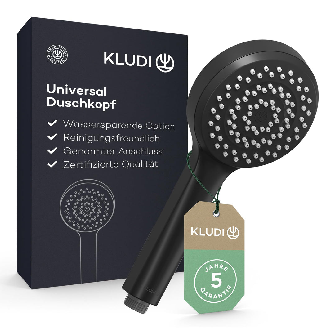 KLUDI-X1 Universal Duschkopf wassersparend als Option, Duschbrause mit 1 Strahlart, runder Brausekop