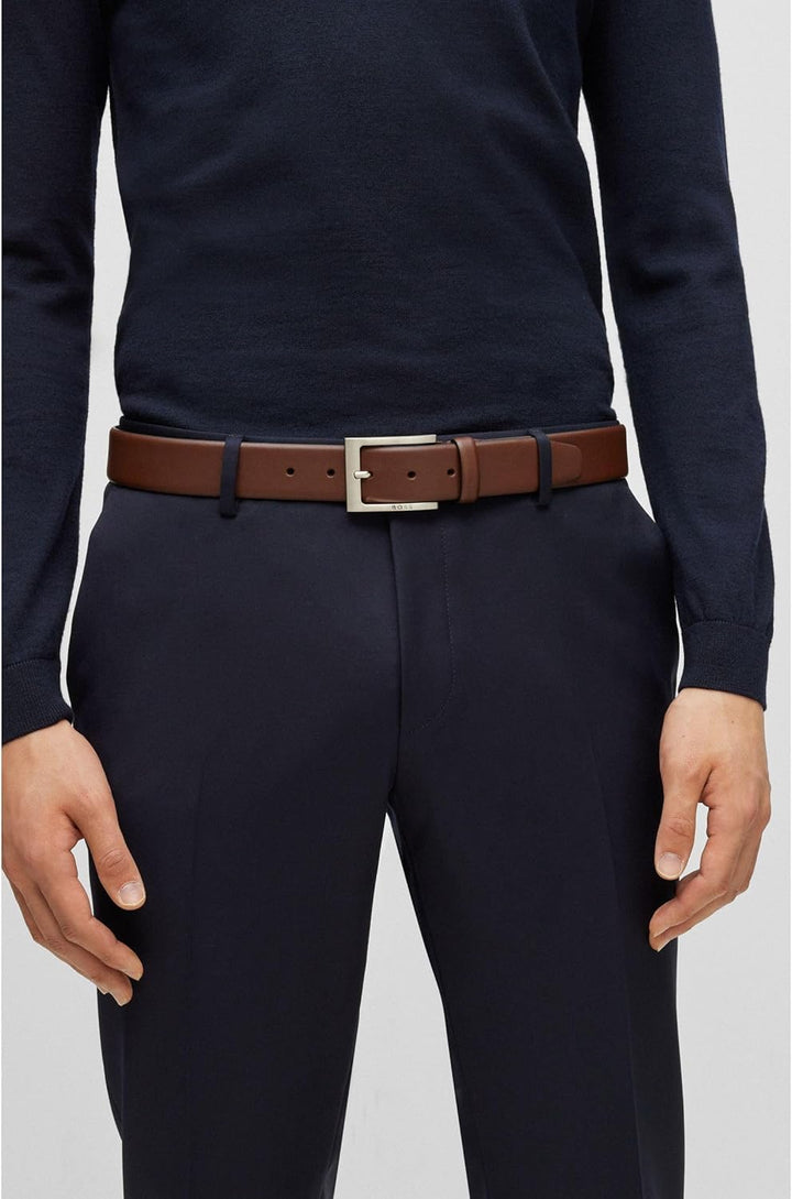 BOSS Herren Barnabie Gürtel aus Nappaleder mit Dornschliesse 95 New - Medium Brown217, 95 New - Medi
