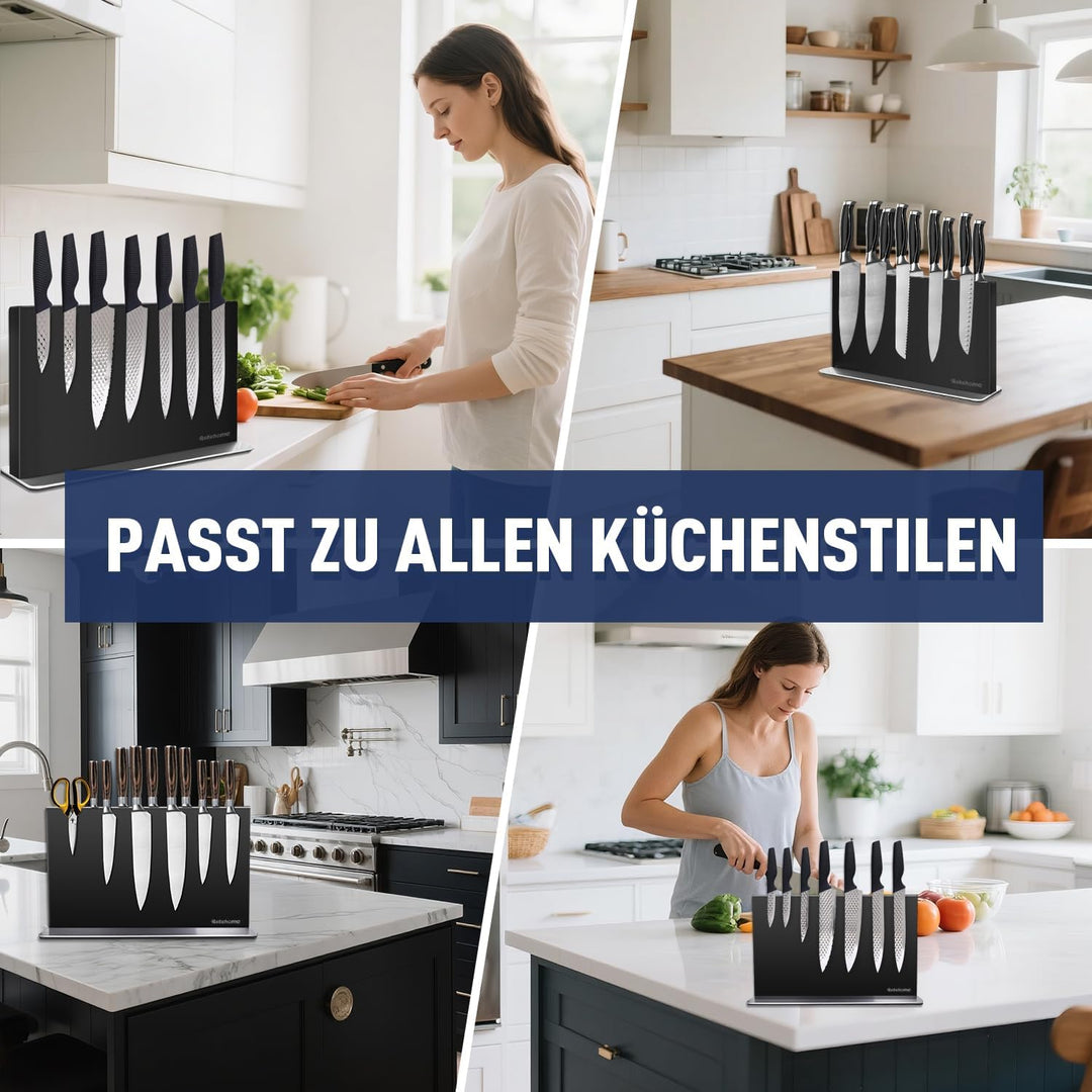 Messerblock magnetischer ohne Messer, Schwarz 40 cm Messerhalter magnetisch aus 304 Edelstahl, beids