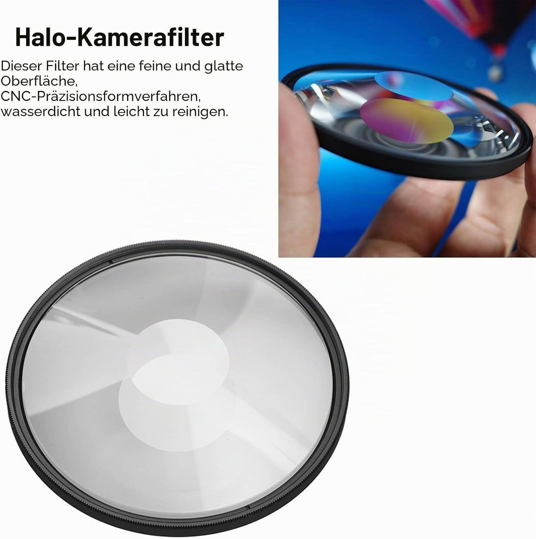Swirl Halo Kameraobjektivfilter, Spezialeffektfilter aus Optischem Glas, Fotokameraobjektivzubehör,