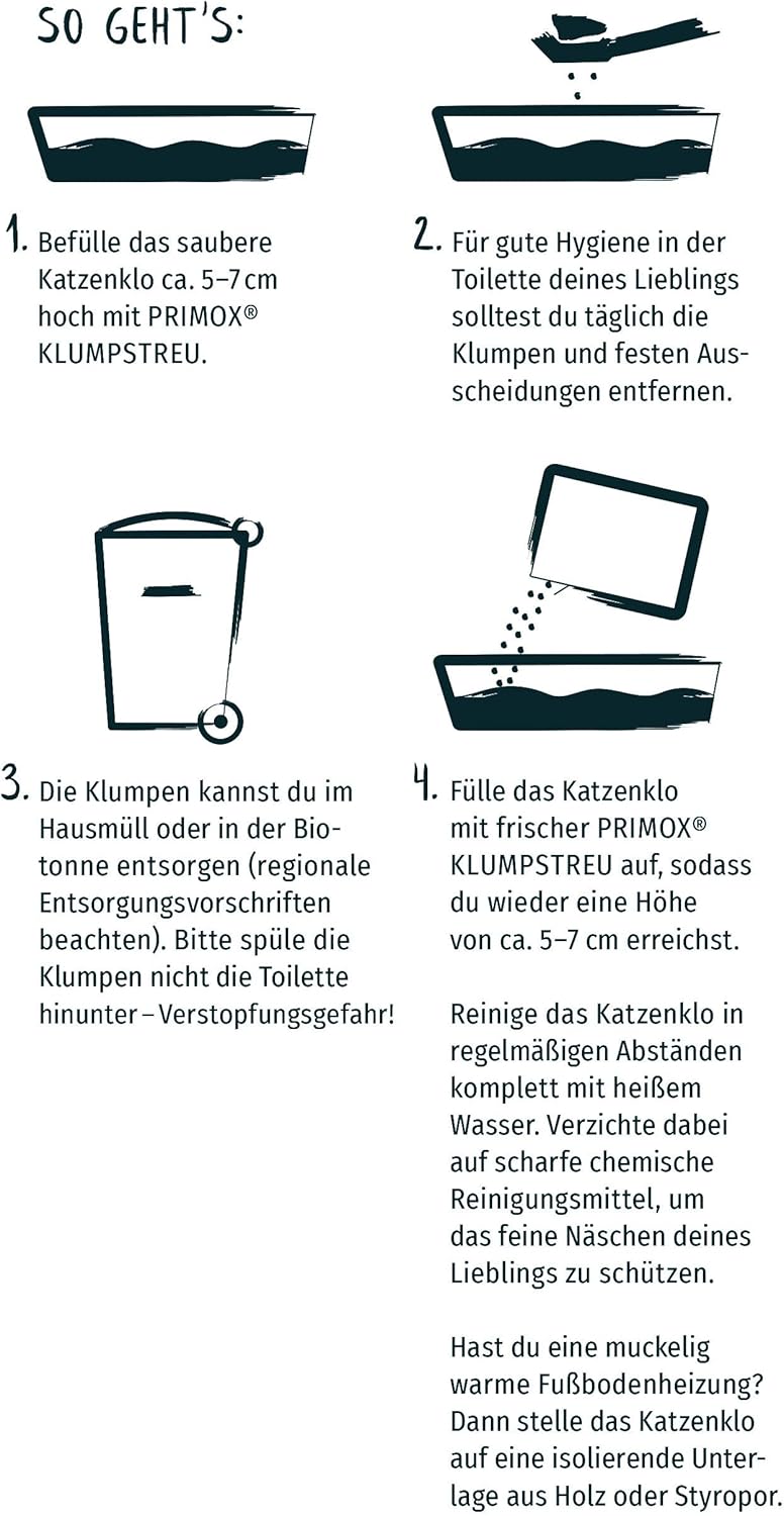 PRIMOX Klumpendes Katzenstreu 20 kg | Frischer Babypuderduft | 300% Saugfähigkeit | Schonend & Siche