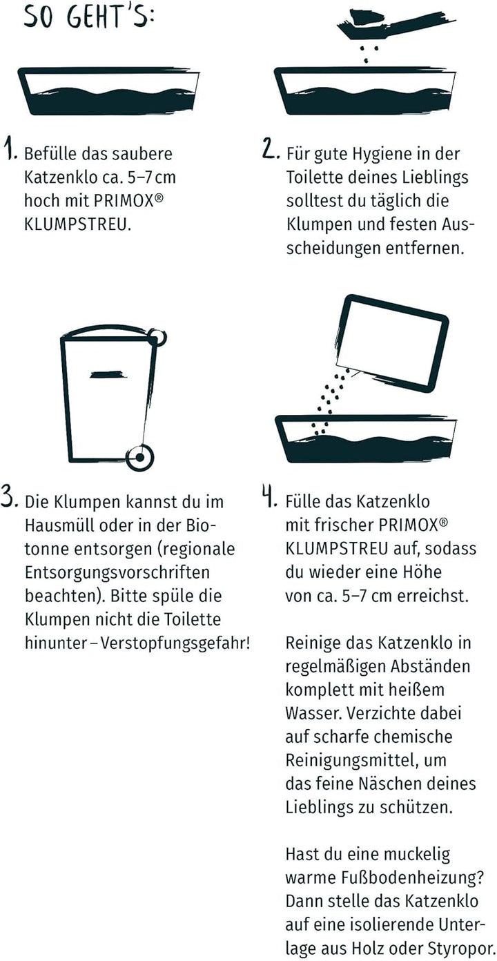 PRIMOX Klumpendes Katzenstreu 20 kg | Frischer Babypuderduft | 300% Saugfähigkeit | Schonend & Siche