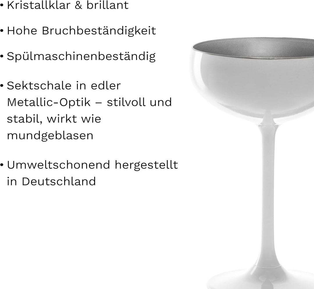 Stölzle Lausitz Elements Sektschalen Weiss (matt) Silber 6er Set 200ml I hochwertiges Kristallglas I