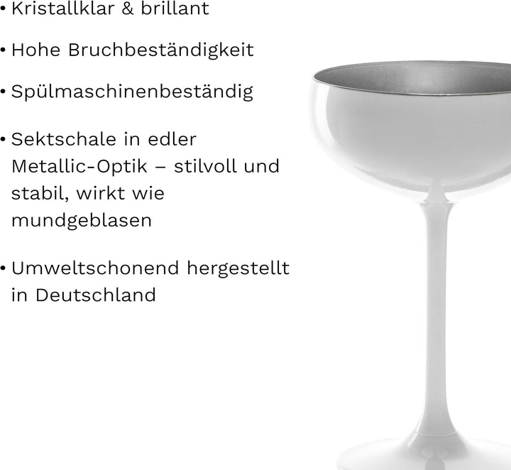 Stölzle Lausitz Elements Sektschalen Weiss (matt) Silber 6er Set 200ml I hochwertiges Kristallglas I