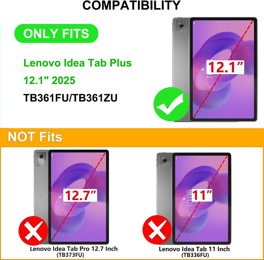 Lenovo Idea Tab Plus 12.1 Zoll 2025 TB361FU Hülle mit Tastatur, 3-Zonen 7-Farben Beleuchtung, Abnehm