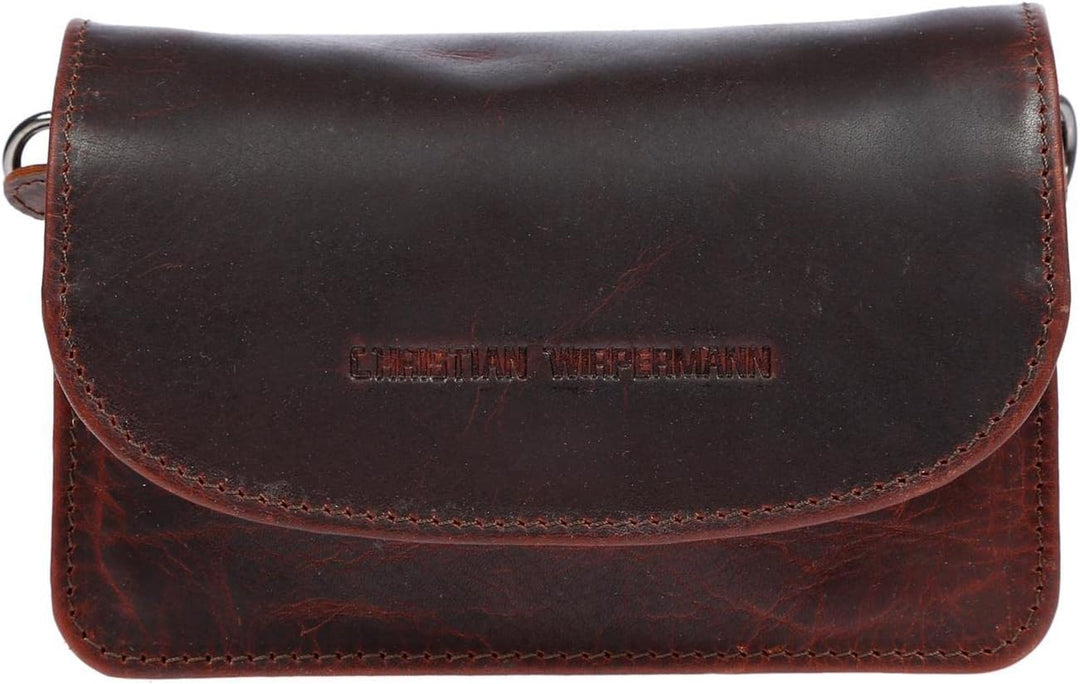 Christian Wippermann kleine echt Leder Damen Tasche Umhängetasche mit RFID Schutz Braun, Braun