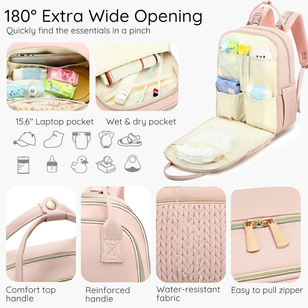 AIJIEKE Wickeltasche Rucksack, multifunktionale, wasserdichte Wickeltasche, Reiseutensilien, Babytas