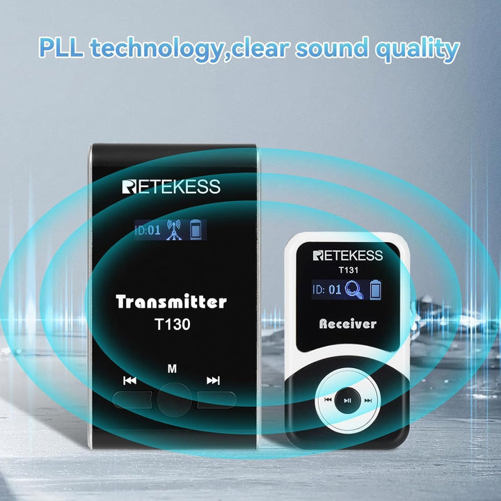Retekess T130-T131 Kabelloses Tour Guide System,99 Kanäle, PLL-Technologie, 12H, Übersetzer Dolmetsc