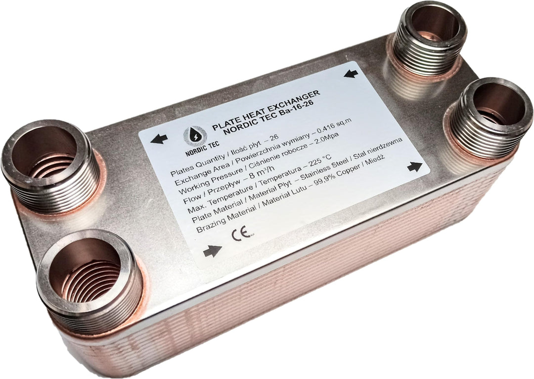 Edelstahl Plattenwärmetauscher Nordic Tec Ba-16-26 Plattenwärmeübertrager Wärmetauscher 26 Platten 1