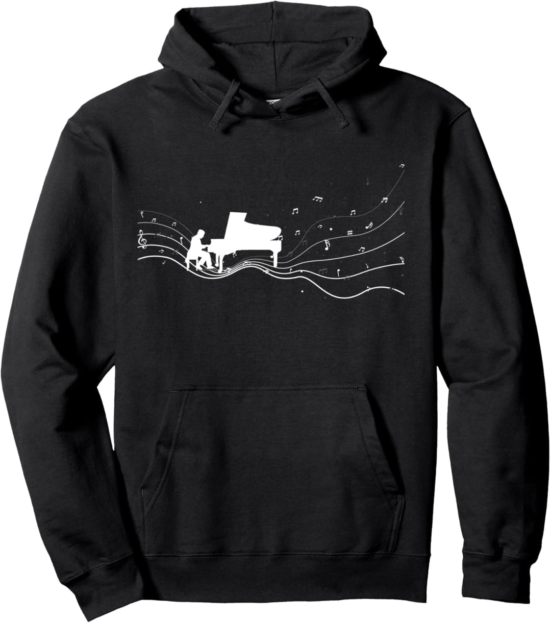 Flügel Klavier Musikerin in Musiknoten für Flügel Spielerin Pullover Hoodie