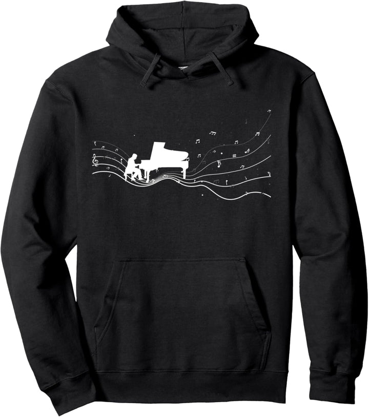 Flügel Klavier Musikerin in Musiknoten für Flügel Spielerin Pullover Hoodie