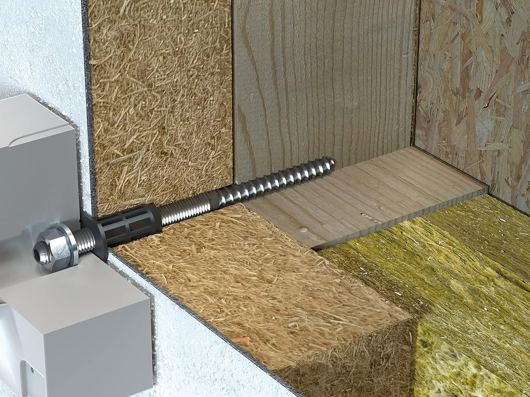 TOX 073671121 Thermo Proof Wood Schwerlast-Abstandsmontagesystem, Silber, M12 x 230 mm, M12 x 230 mm