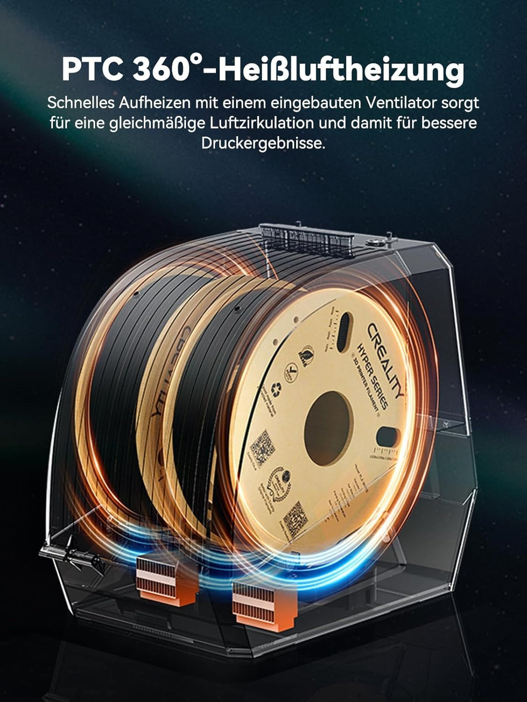 Creality Space PI Plus Filament Trockner, 2-Rollen-Kapazität mit 48h Timer, 3,7 Zoll Touchscreen, PT