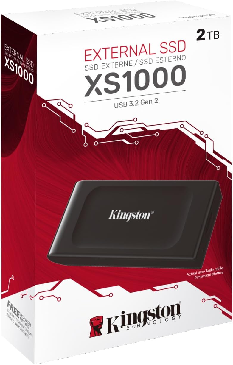 Kingston XS1000 2TB SSD, Externe SSD, USB 3.2 Gen 2, Portable SSD, Bis zu 1050MB/s, SXS1000/2000G, 2