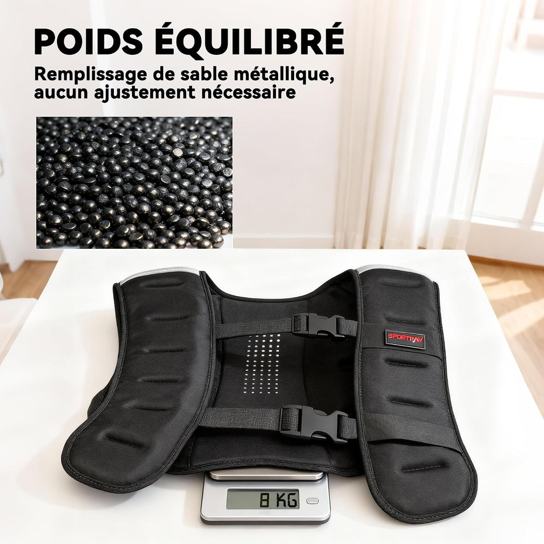 SPORTNOW Gewichtsweste 8 kg, atmungsaktive Gewichtsweste mit verstellbaren Riemen und reflektierende