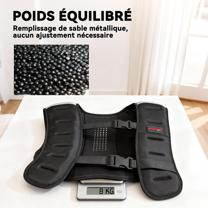 SPORTNOW Gewichtsweste 8 kg, atmungsaktive Gewichtsweste mit verstellbaren Riemen und reflektierende