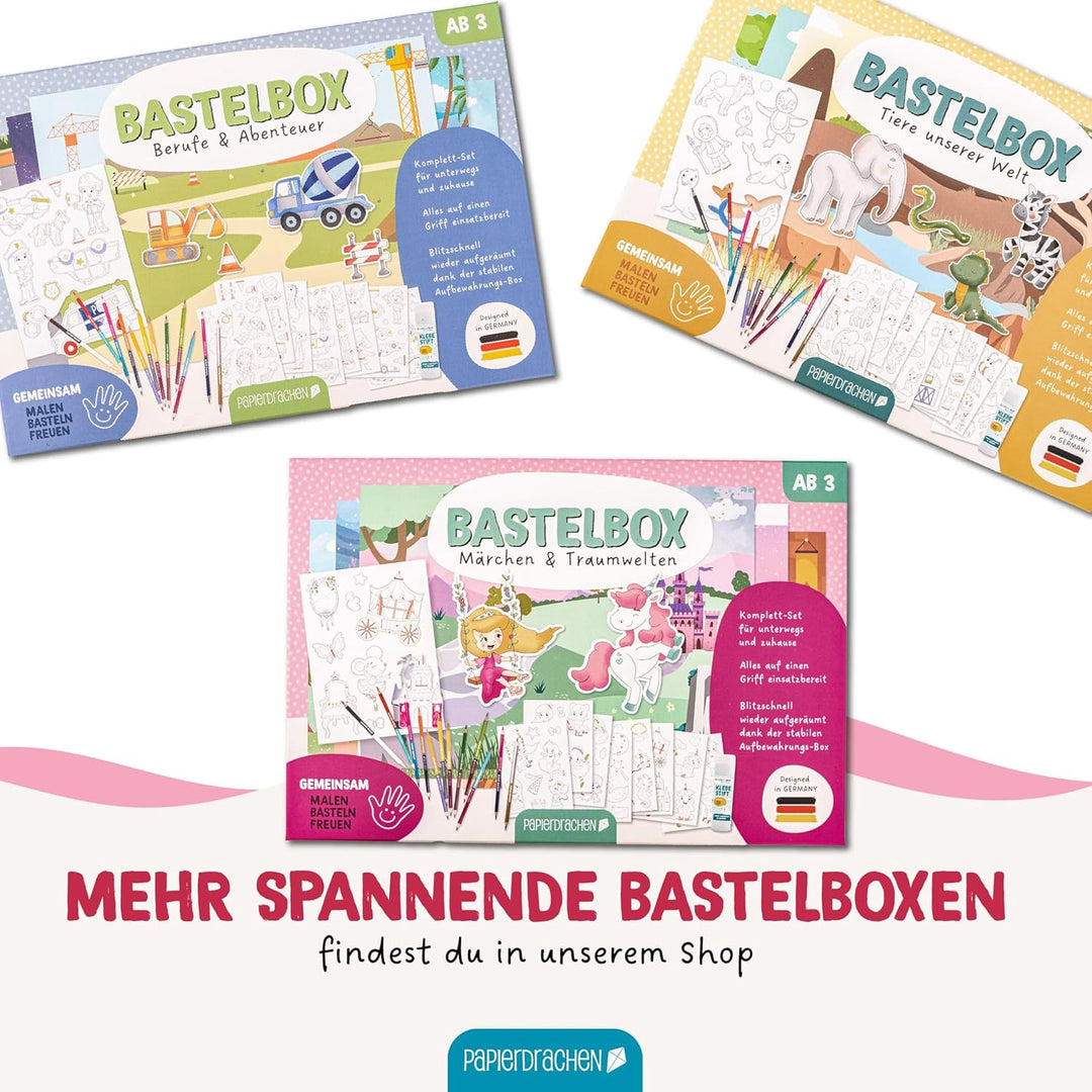 Papierdrachen Bastelbox Bibi & Tina - Komplettes Pferde Bastelset ab 3 Jahren - Inkl. Buntstifte & K