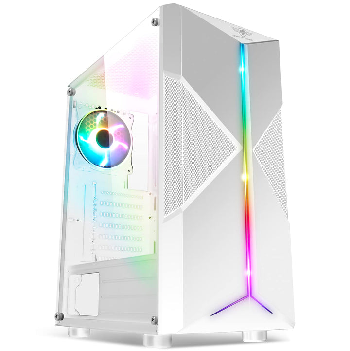 Spirit of Gamer - Clone III | PC Gehäuse Weiss RGB | Kompatibel ATX/mATX/ITX | Leerer Gaming Tower m