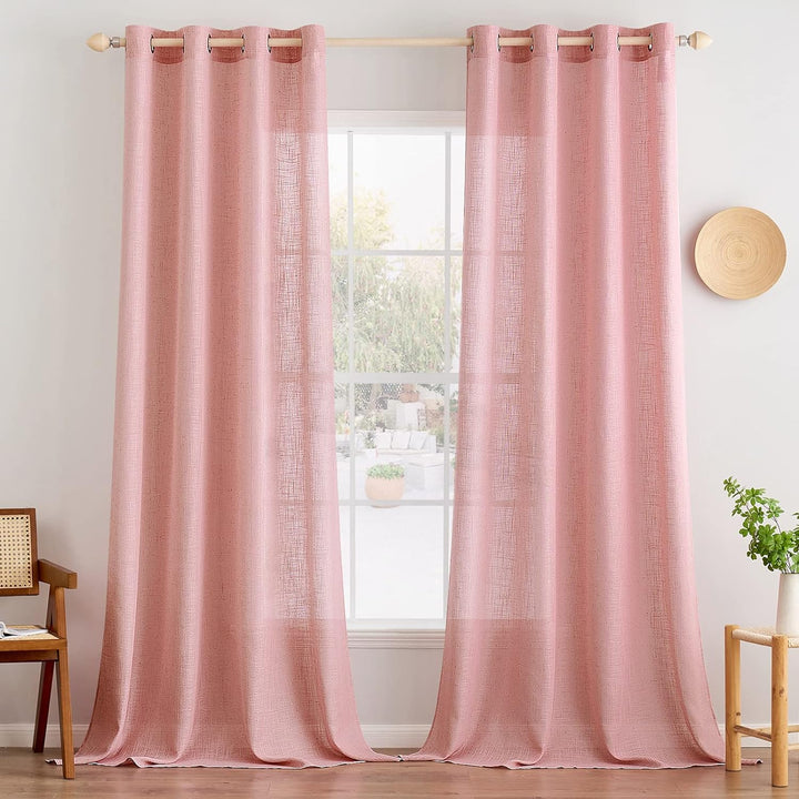 MIULEE Gardinen Vorhänge mit ösen Voile Vorhang Modern Leinenoptik Halbtransparent für Wohnzimmer Kü