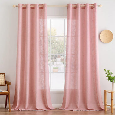 MIULEE Gardinen Vorhänge mit ösen Voile Vorhang Modern Leinenoptik Halbtransparent für Wohnzimmer Kü