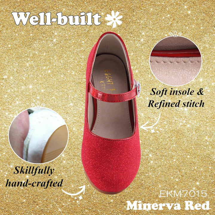 EIGHT KM - Mädchen High Heel Kleid Schuhe - Mary Jane Prinzessin Hochzeit Pumps - Funkelnder Glitzer